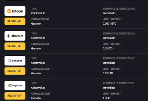 Pagamenti crypto amonbet